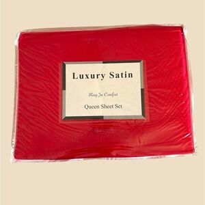 Luxury Satin Red Queen Sheet Set